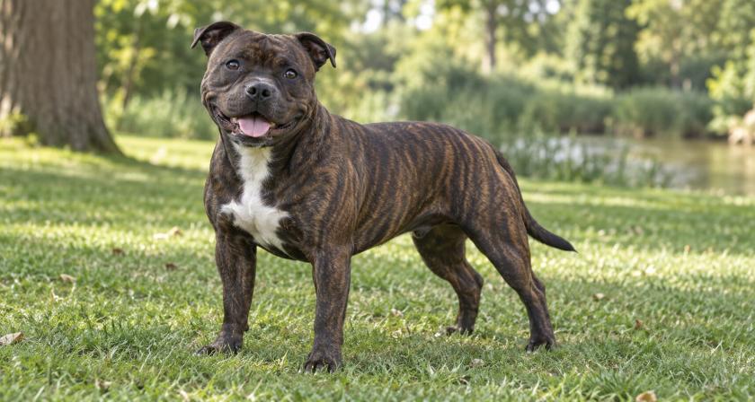 Staffordshire Bull Terrier: menschenbezogener, kräftiger Terrier mit viel Energie. Alles über Charakter, Erziehung, Haltung, Recht und Gesundheit im Alltag.